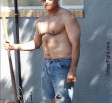 hot older guy working outside backyard