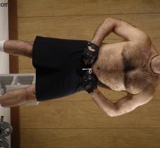 hairy redneck man removing gym shorts