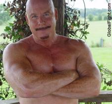 bald shirtless ranching rancher farmer c