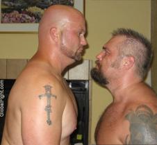 beard stubble wrestlers staredown