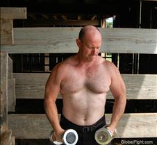 lifting weights at farm
