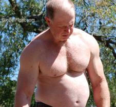 hairy men walking park