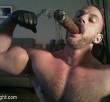 big cigar leather man