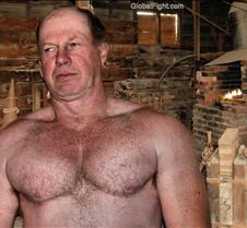 very handsome shirtless blacksmith