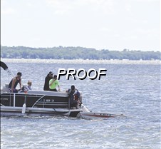 submerged boat-pontoon rescue dog