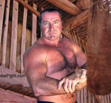 farm daddy flexing muscles