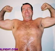 hairy man flexing
