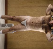 redneck hairy chest gstring working out