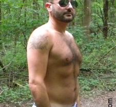 bearded hiker no shirt