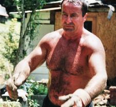 working construction sweaty man