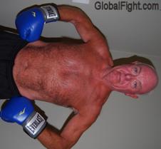 silver hair man boxing