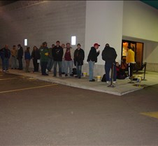 The line for trivia movie Friday night