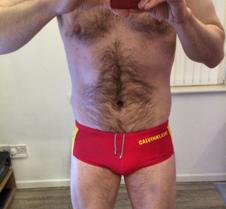 swim trunks gay hairy guy